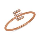 0.05ct 14k Rose Gold Diamond Lady's Ring - Letter E